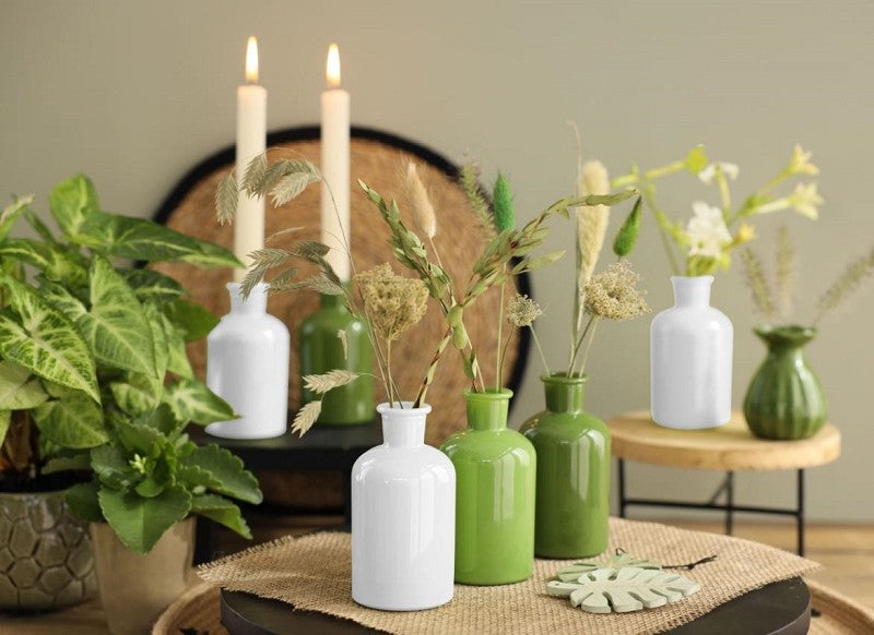 bottiglie di vetro Ø7 h: 12 cm Verde Assorti (12 pz) [IFS-29807]