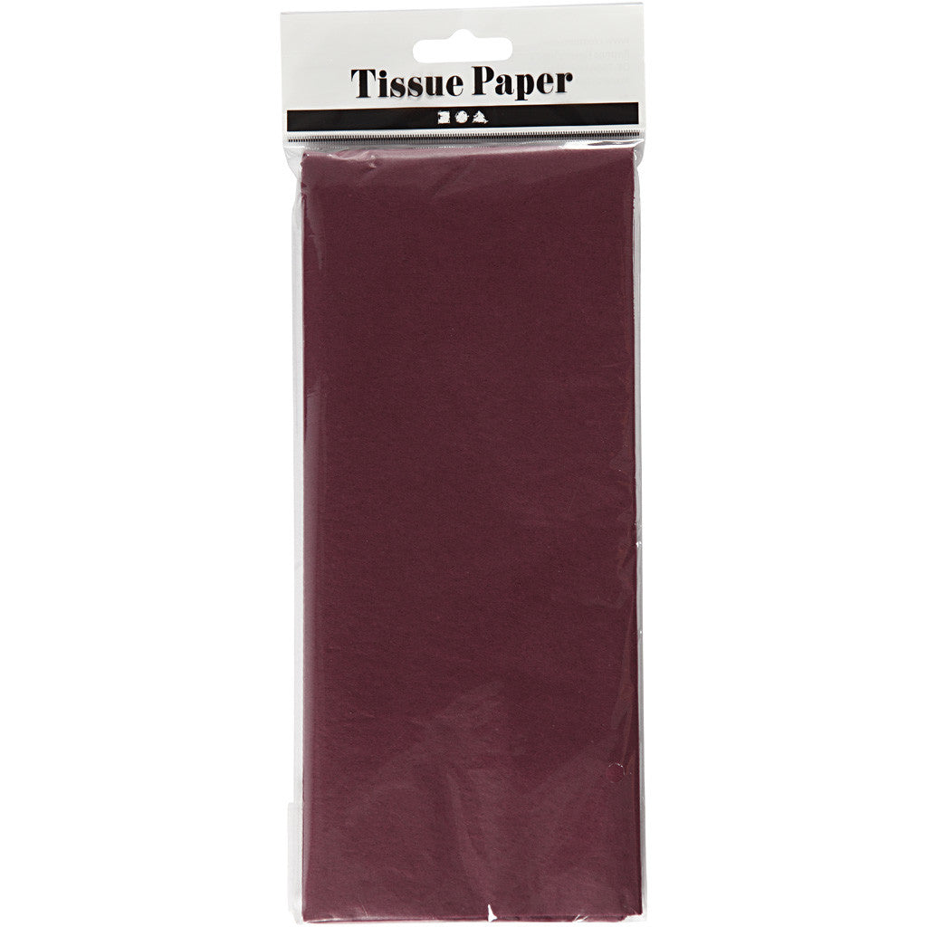 Papier de Soie, feuille 50x70 cm, 14 gr, bordeaux, 10 flles/ 1 Pq. [HOB-200884]