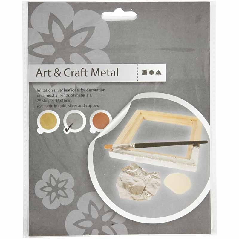 Blattmetall, Blatt 16x16 cm, Silber, 0,625 m2, 25 Bl./ 1 Pck [HOB-20483]