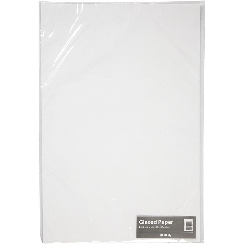 Glanzpapier, Blatt 32x48 cm, 80 g, Weiß, 25 Bl./ 1 Pck [HOB-20840]