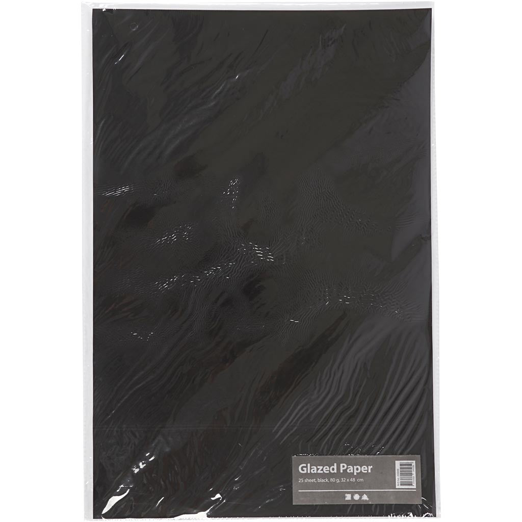 Papier Glacé, feuille 32x48 cm, 80 gr, noir, 25 flles/ 1 Pq. [HOB-20849]