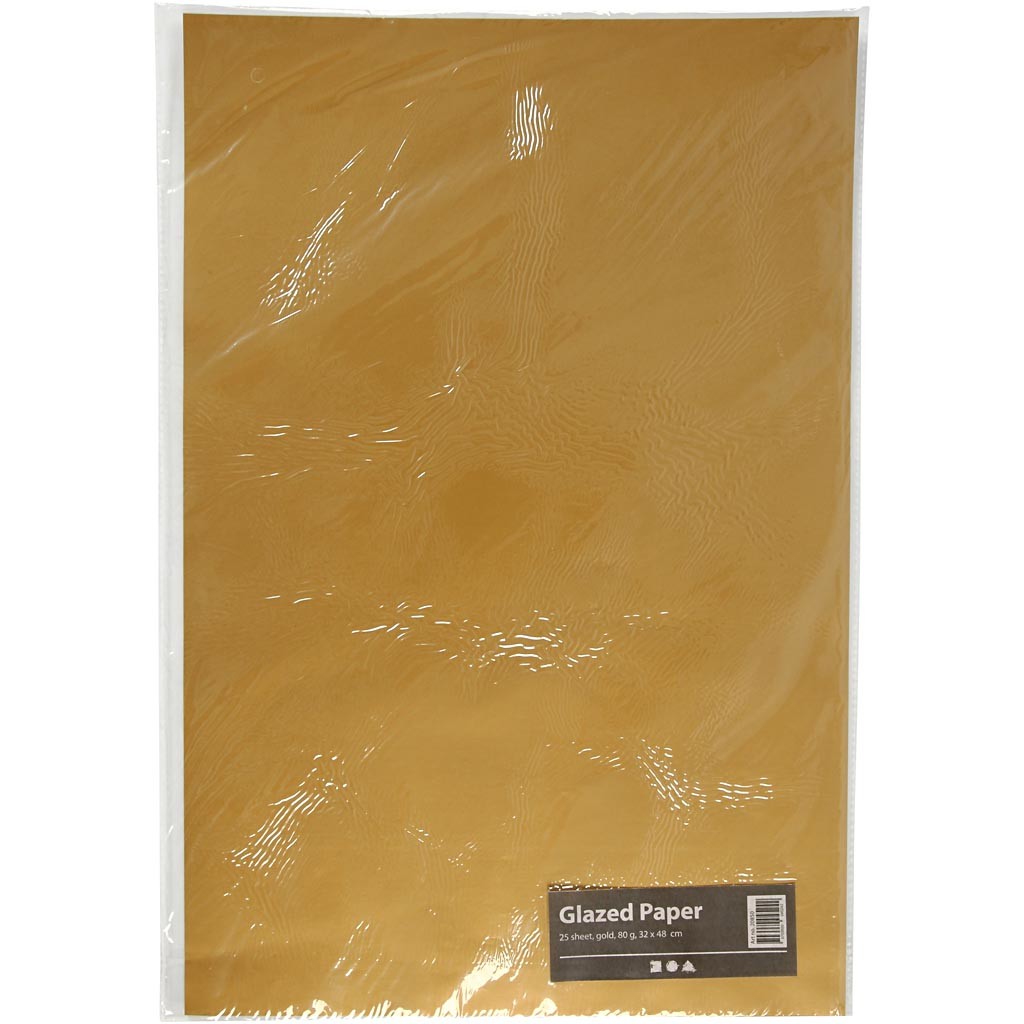 Papier Glacé, feuille 32x48 cm, 80 gr, or, 25 flles/ 1 Pq. [HOB-20850]