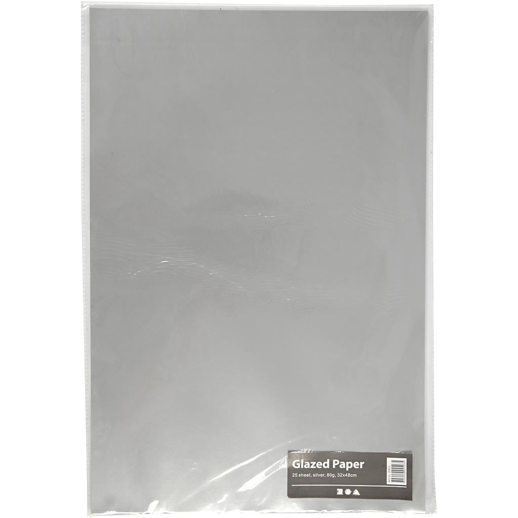 Glanzpapier, Blatt 32x48 cm, 80 g, Silber, 25 Bl./ 1 Pck [HOB-20851]