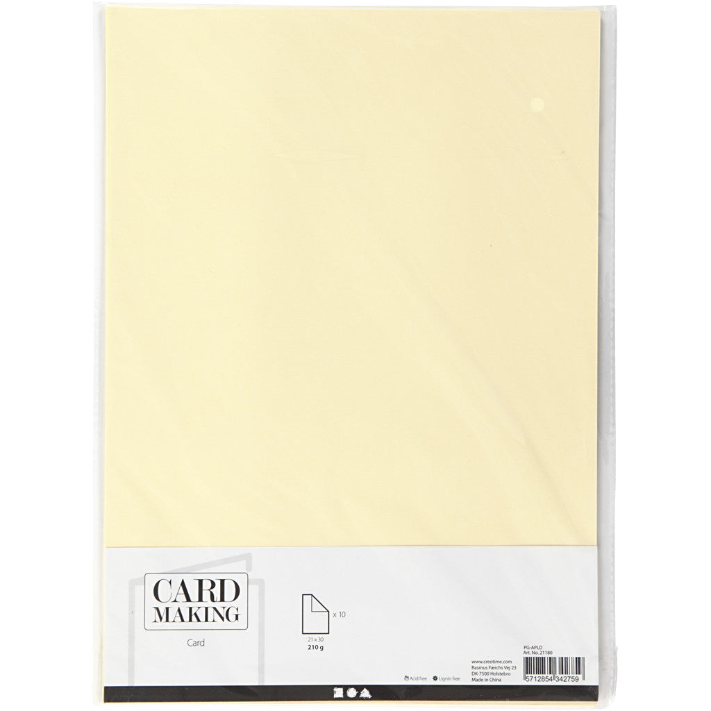 Papier cartonné, A4, feuille 210x297 mm, 210 gr, jaune pastel, 10 flles/ 1 Pq. [HOB-21180]