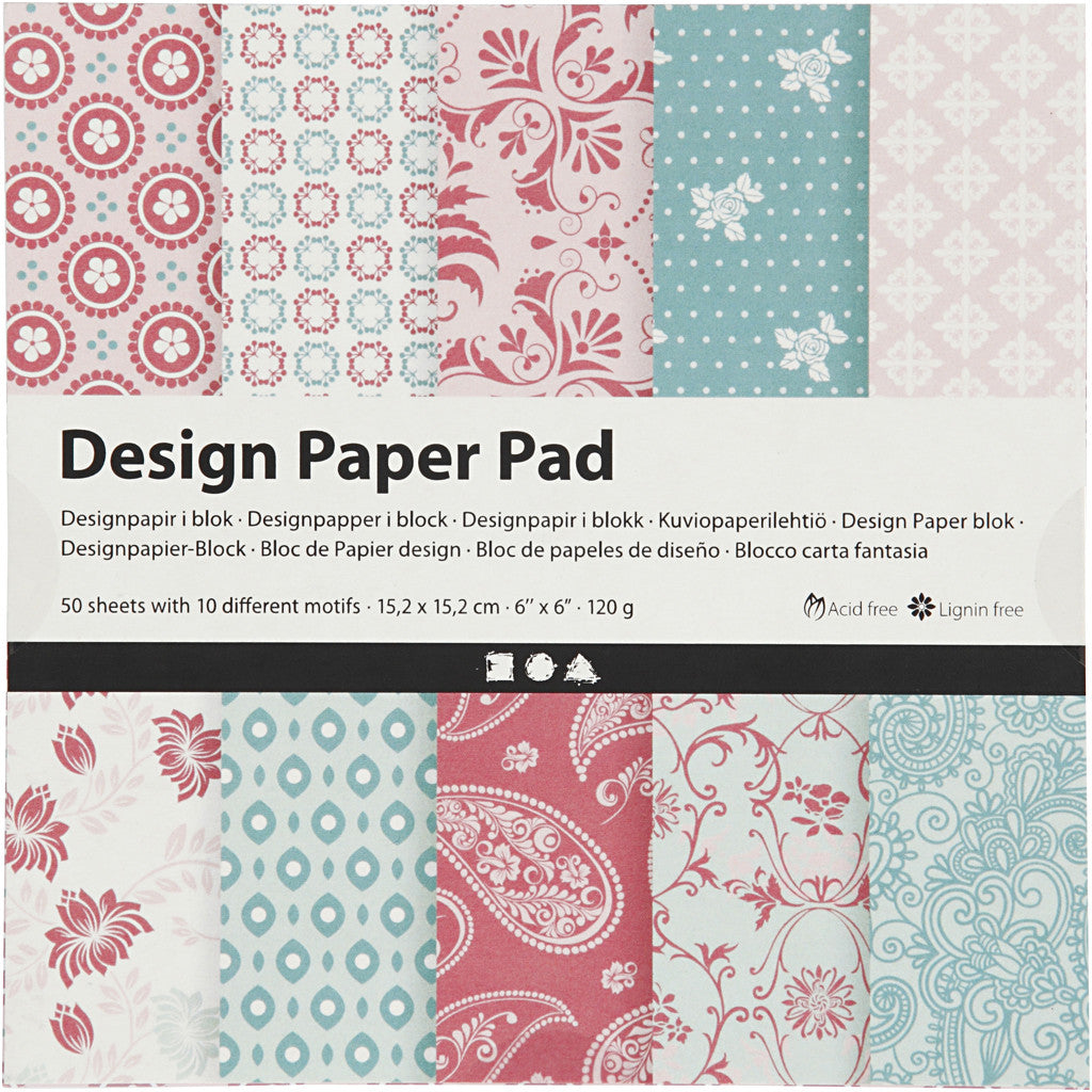 Bloc de papier design, feuille 15,2x15,2 cm, 120 gr, rose, 50 flles/ 1 Pq. [HOB-225913]