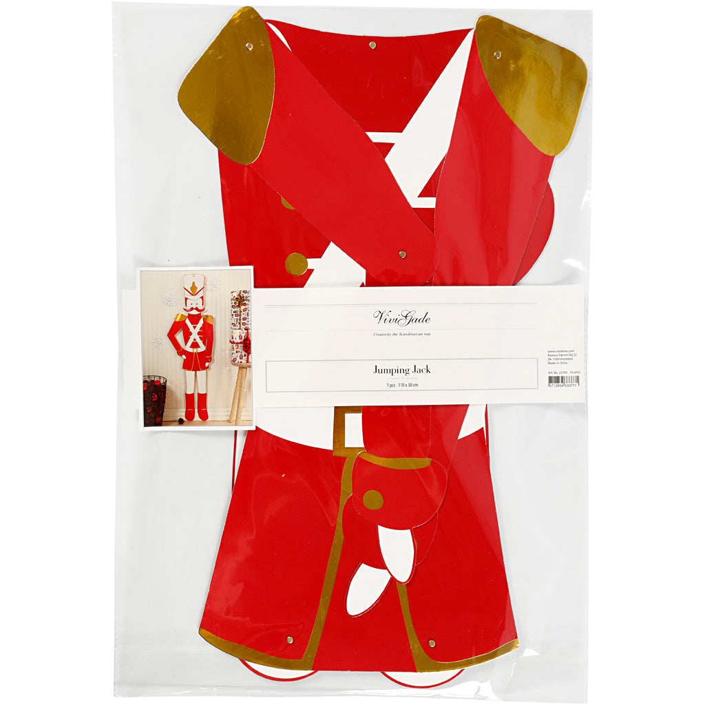 Schiaccianoci , H: 110 cm, L: 30 cm, 300 g, oro, rosso, bianco, 1 pz [HOB-22593]