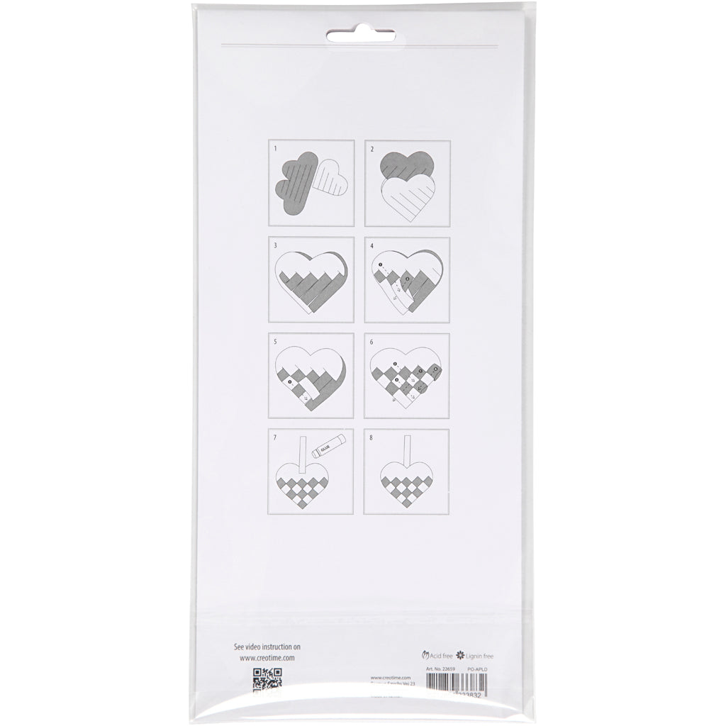 Coeurs tressés, dim. 13,5x12,5 cm, rouge, blanc, 8 set/ 1 Pq. [HOB-22659]