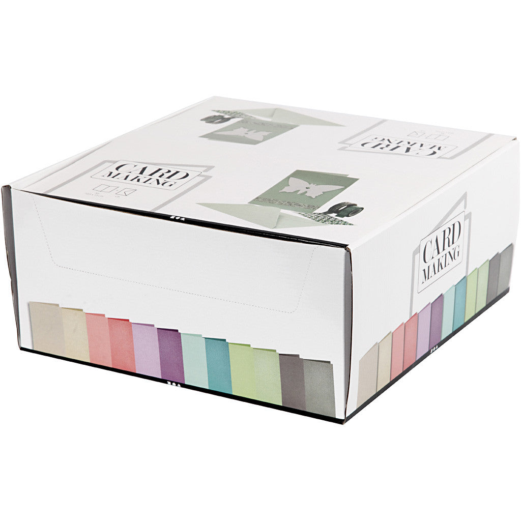 Karten & Kuverts Set, Kartengröße 10,5x15 cm, Umschlaggröße 11,5x16,5 cm, 120+210 g, Sortierte Farben, 12x10 Pck/ 1 Pck [HOB-23037]