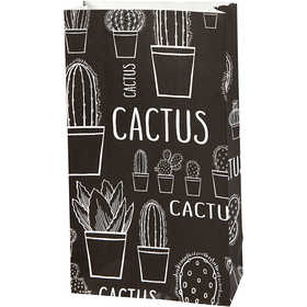 Sac en papier, cactus, H : 21 cm, dim. 6x12 cm, 80 gr, 8 pièces/ 1 Pq. [HOB-231360]