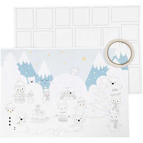 Calendario di Natale, misura 30x42 cm, bianco, 3pz/ 1 conf. [HOB-23311]