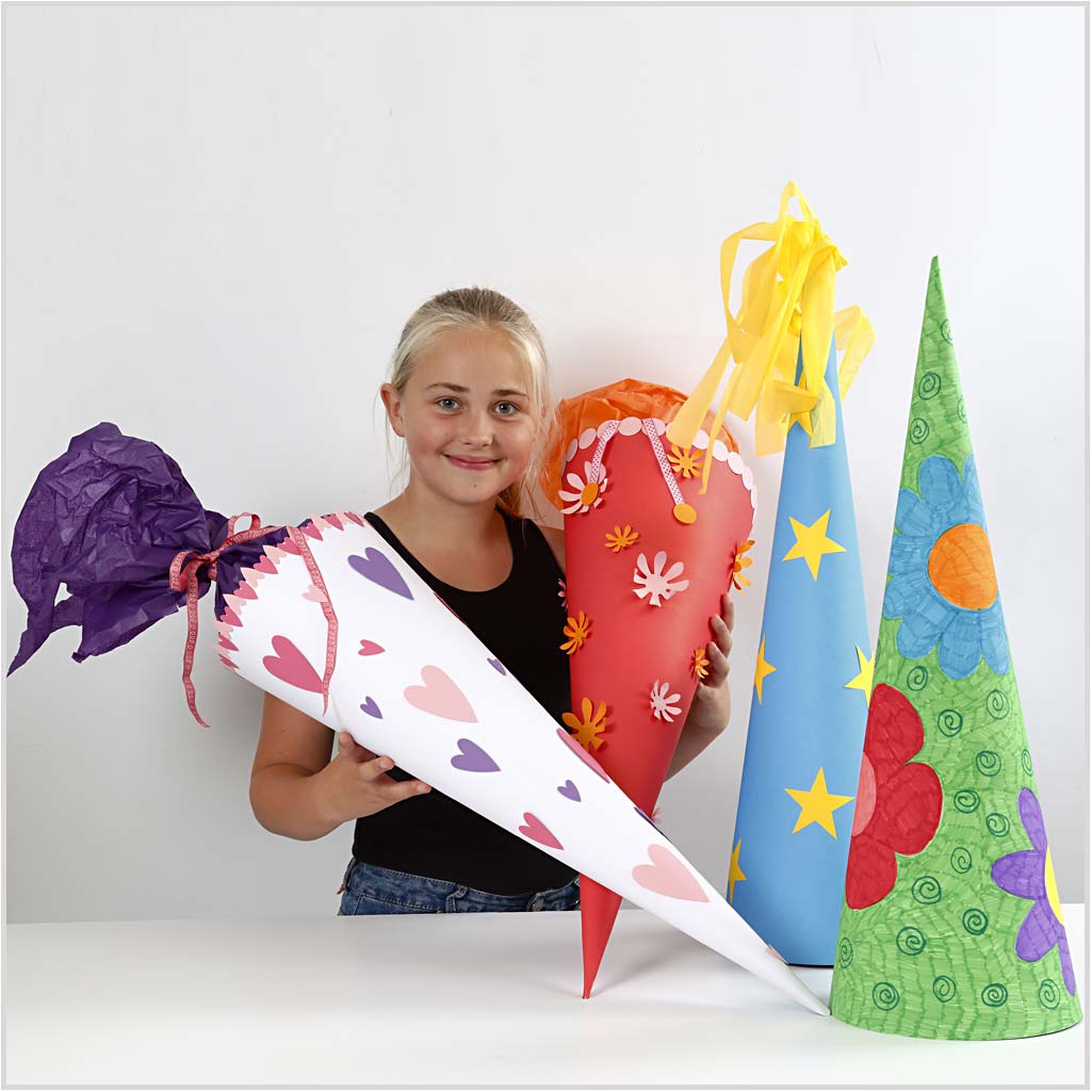 Cônes, H : 68 cm, d 20 cm, blanc, 5 pièces/ 1 Pq. [HOB-23315]