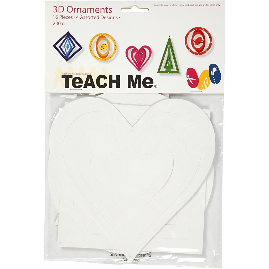 Ornements 3D, H : 18+22+24 cm, L : 15+18+22 cm, 230 gr, blanc, 16 pièces/ 1 Pq. [HOB-23467]