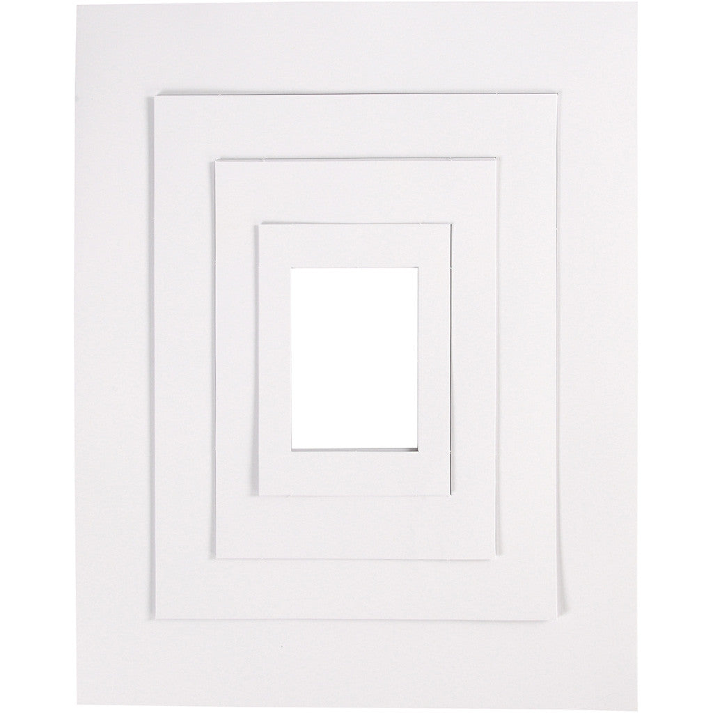 Passe-partout, A3,A4,A5,A6, dim. 13,4x18,9+19,7x27,9+28,3x36,6+39,5x49,6 cm, 500 gr, blanc, 4x100 pièces/ 1 Pq. [HOB-23600]