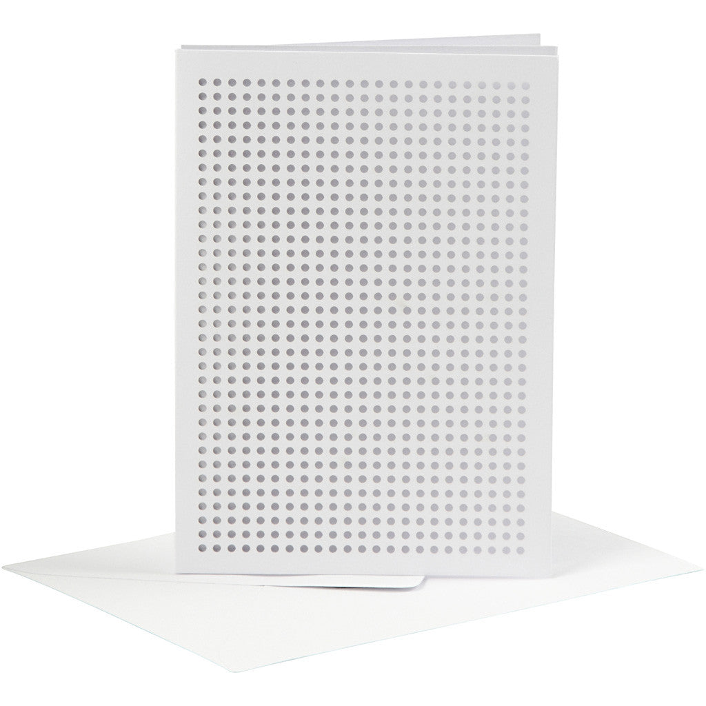 Cartoncino da ricamo, dim. cartoncino 10,5x15 cm, dim. busta 11,5x16,5 cm, bianco, 6 set/ 1 conf. [HOB-23901]