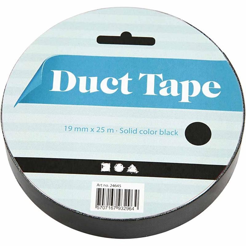 Duct tape, L : 19 mm, noir, 25 m/ 1 rouleau [HOB-24645]