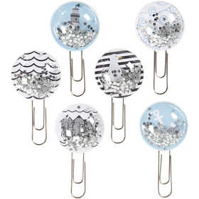 Shaker Clips, L 49 mm, D 25 mm, Schwarz, Blau, Grau, Weiß, 6 Stk/ 1 Pck [HOB-24801]