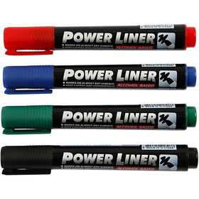 Power Liner, Strichstärke 1,5-3 mm, Schwarz, Blau, Grün, Rot, 4 Stk/ 1 Pck [HOB-25044]