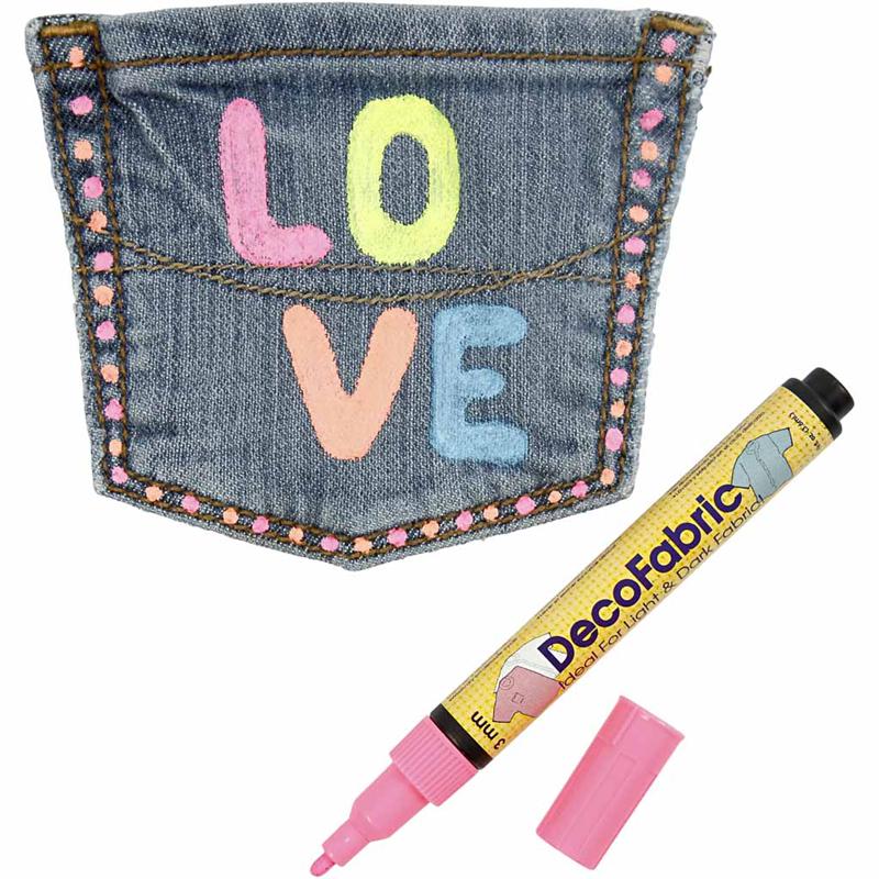 Deko-/Stoffmalstifte, Strichstärke 3 mm, Neonfarben, 6 Stk/ 1 Pck [HOB-25098]