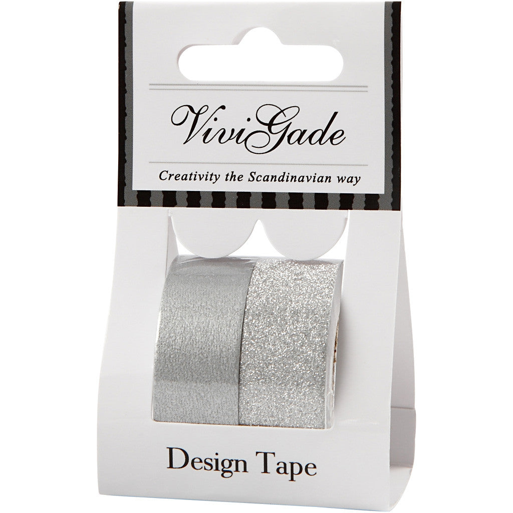 Ruban adhésif design, L : 15 mm, argent, 2 rouleau/ 1 Pq. [HOB-25221]
