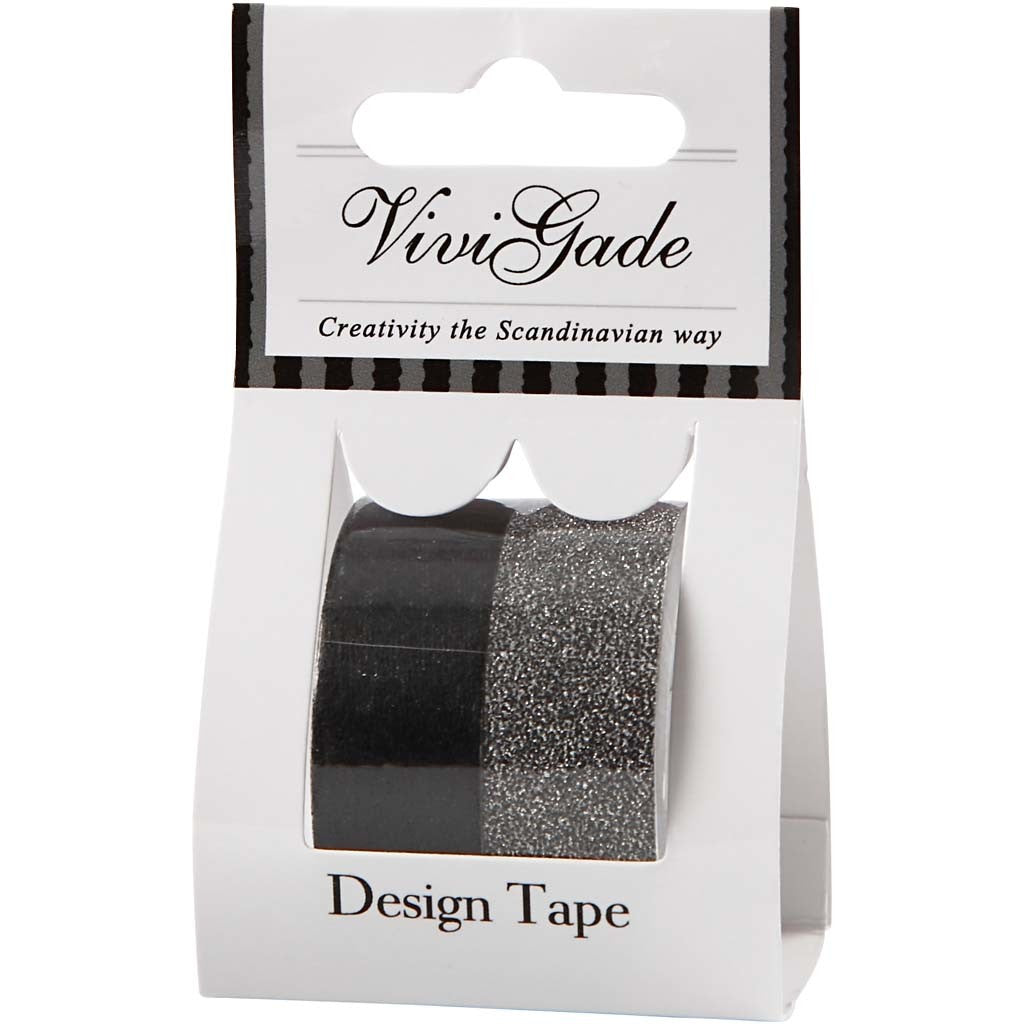 Nastro adesivo decorato, L: 15 mm, nero, 2 rot./ 1 conf. [HOB-25223]