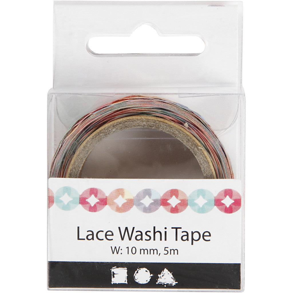 Lace Washi Tape , L: 10 mm, 5 m/ 1 rot. [HOB-25266]