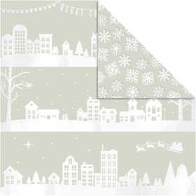 Carta design, casette e cristalli di neve, foglio 30,5x30,5 cm, 180 g, 3 fgl./ 1 conf. [HOB-25344]