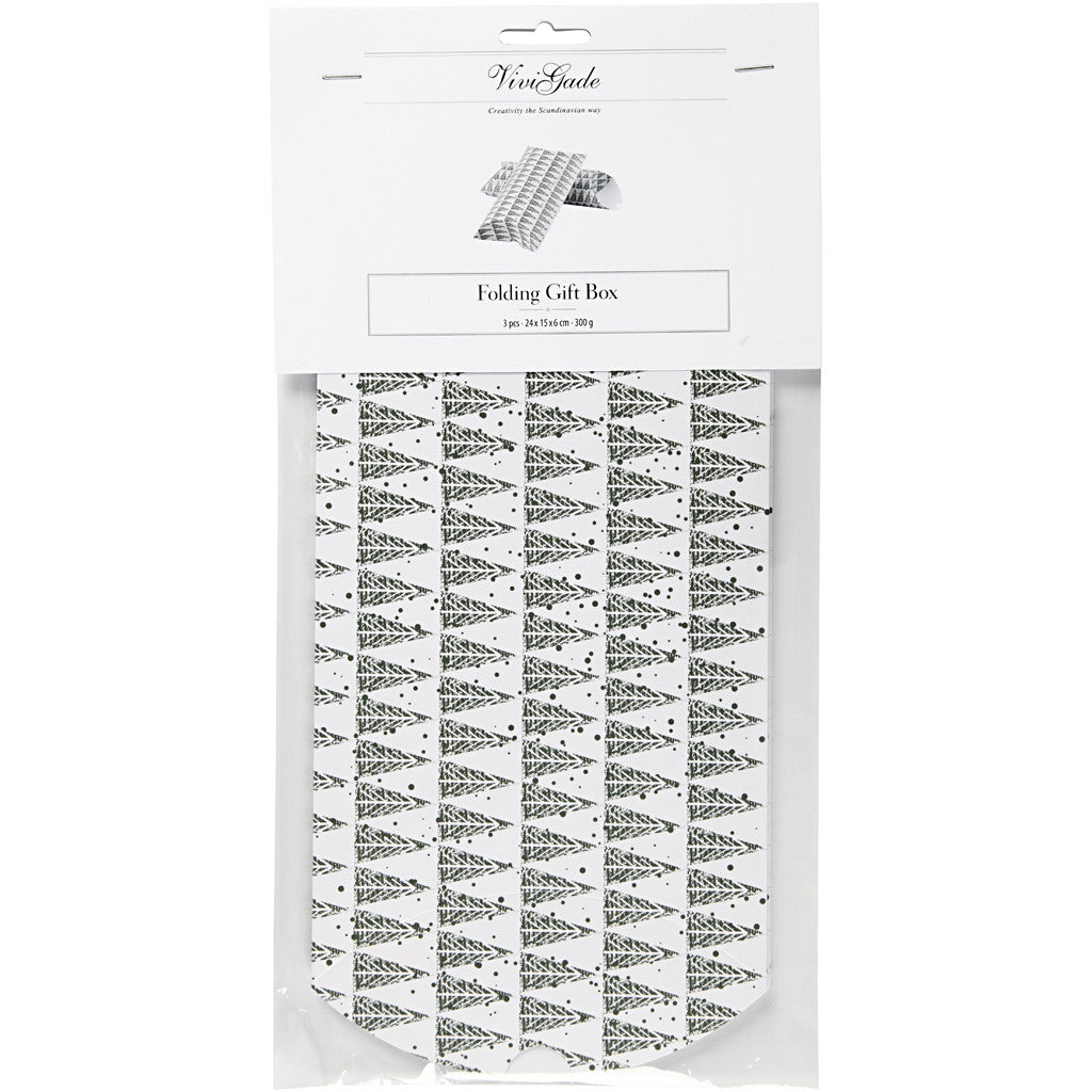 Boîte d'emballage à plier, pin, dim. 18x15x6 cm, 300 gr, vert, 3 pièces/ 1 Pq. [HOB-25359]