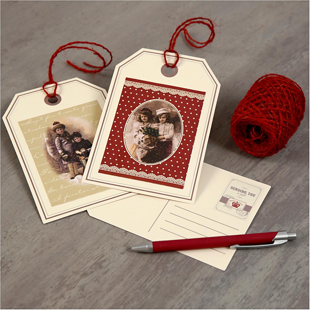 Étiquettes cadeaux, dim. 15x10 cm, 300 gr, 10 pièces/ 1 Pq. [HOB-25694]