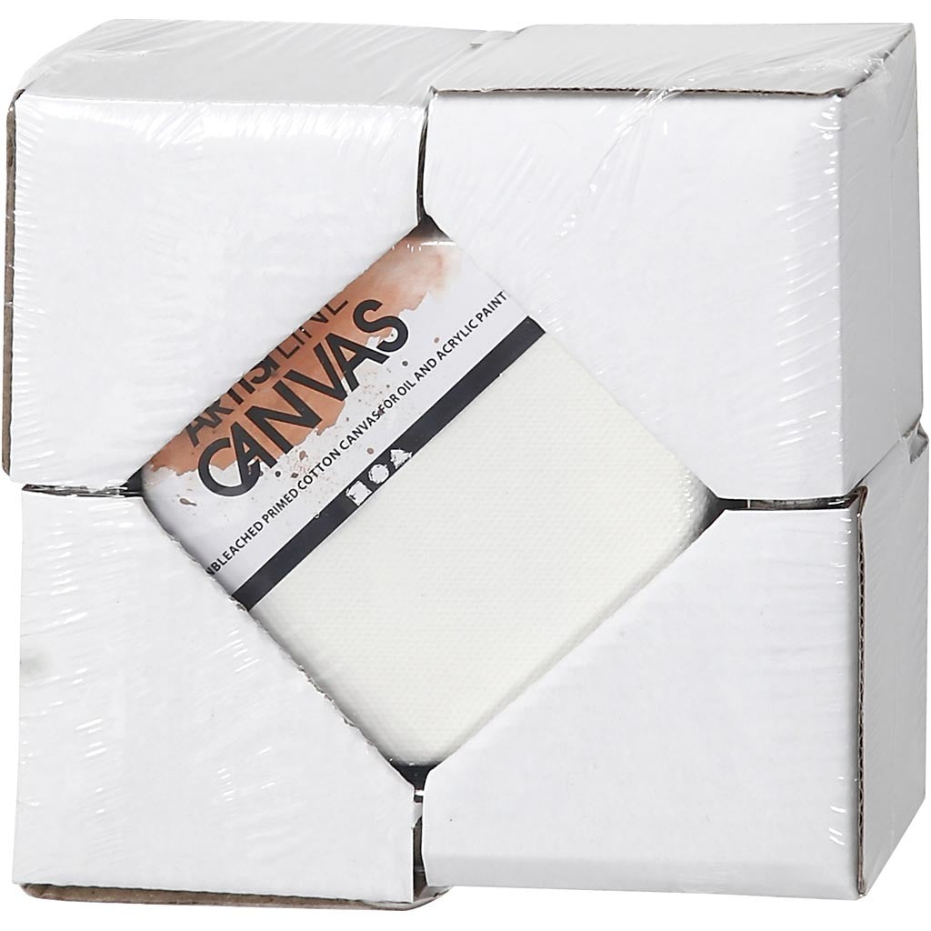 Tela con cornice, misura 10x10 cm, 360 g, bianco, 6 pz/ 1 conf. [HOB-25750]