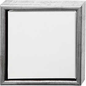 Tela con cornice, misura 20x20 cm, 360 g, argento antico, bianco, 1 pz [HOB-257520]