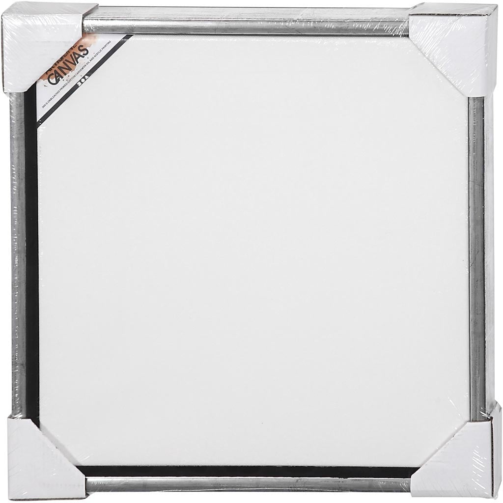 Tela con cornice, misura 40x40 cm, 360 g, argento antico, bianco, 1 pz [HOB-25757]