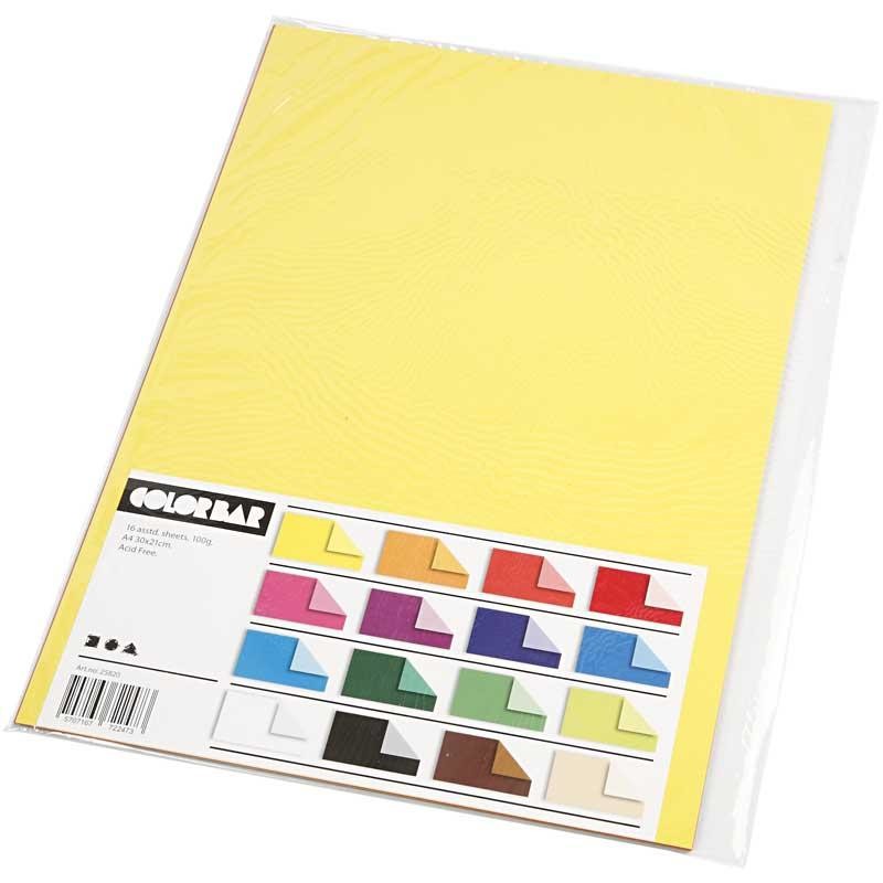 Color Bar-Papier, A4, Blatt 210x297 mm, 100 g, 16 Bl. sort./ 1 Pck [HOB-25820]