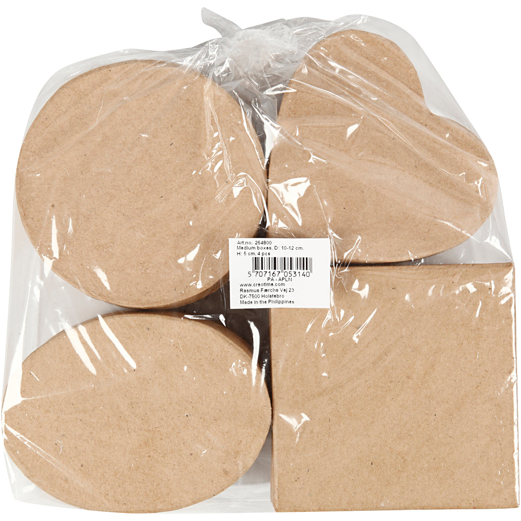 Scatole medie, H: 5 cm, diam 10-12 cm, 4 pz/ 1 conf. [HOB-264800]