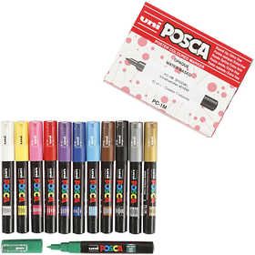 Posca Marker , Nr. PC-1M, Strichstärke 0,7 mm, extrafein, Sortierte Farben, 12 Stk/ 1 Pck [HOB-273900]