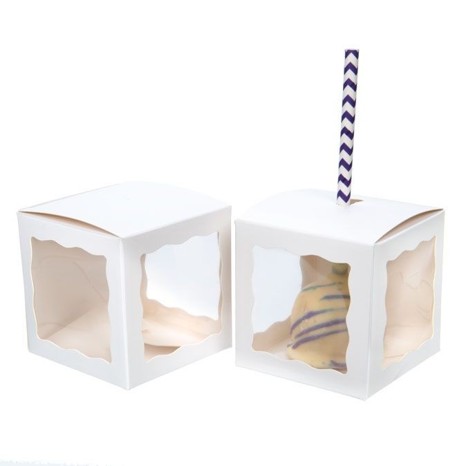 Scatoline in carta kraft bianche con 3 finestre 7,5x7,5x7,5cm (25 pezzi) [WGWG348]