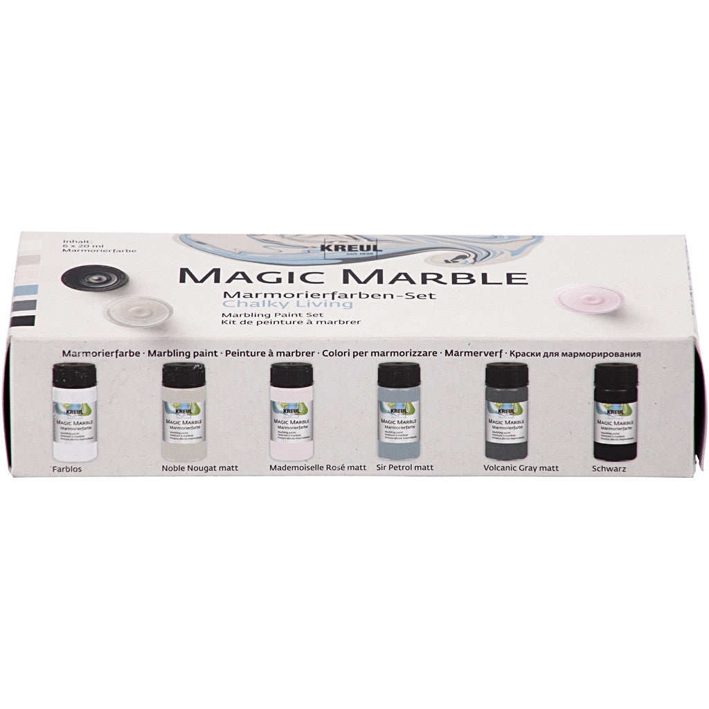 Magic Marble Marmorierfarbe, sanfte, dezente Farben, 6x20 ml/ 1 Pck [HOB-30196]