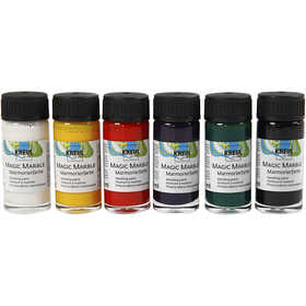 Magic Marble Marmorierfarbe, Standard-Farben, 6x20 ml/ 1 Pck [HOB-30199]