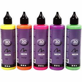 3D Liner - Assortiment, couleurs néons, 5x100 ml/ 1 Pq. [HOB-30387]