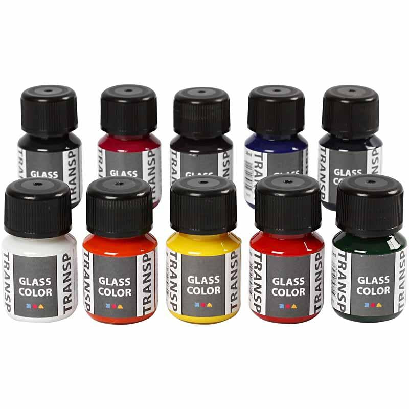 Colore trasparente per vetro, colori asst., 10x30 ml/ 1 conf. [HOB-31680]