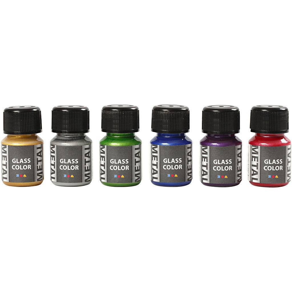 Colore metallico per vetro, colori asst., 6x30 ml/ 1 conf. [HOB-31762]