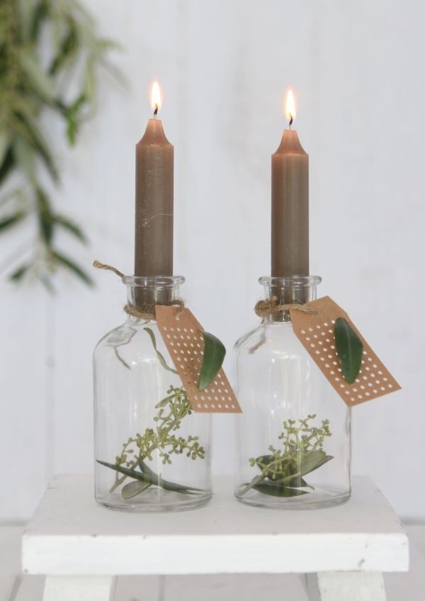 Candela affusolata Moss verde 11cm alta (set di 7 pezzi) [IFS-32160]