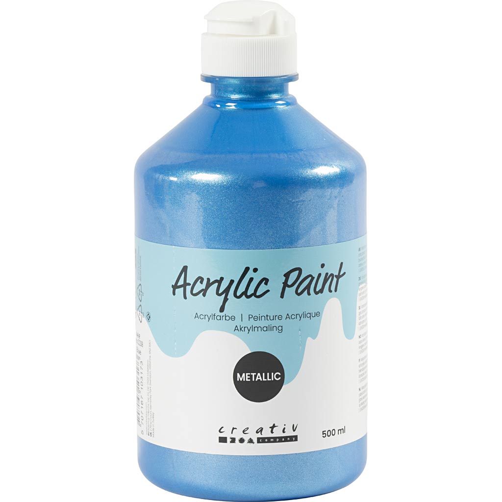 Acrylic Paint Metallic, metallic, blue, 500 ml/ 1 bottle