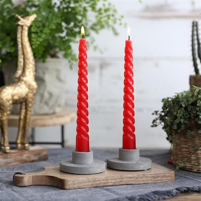 Candles twisted red 19cm high (4 pcs.) [IFS-32231]
