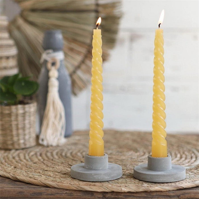 Candles twisted yellow 19cm high (4 pcs.) [IFS-32242]