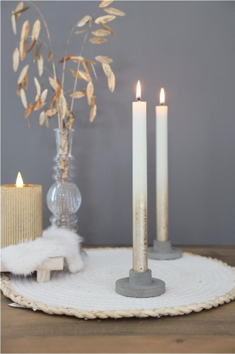 Candele Dinner Creme con Spray Oro Ø2.1/h. 25cm (1 set) [IFS-32313]