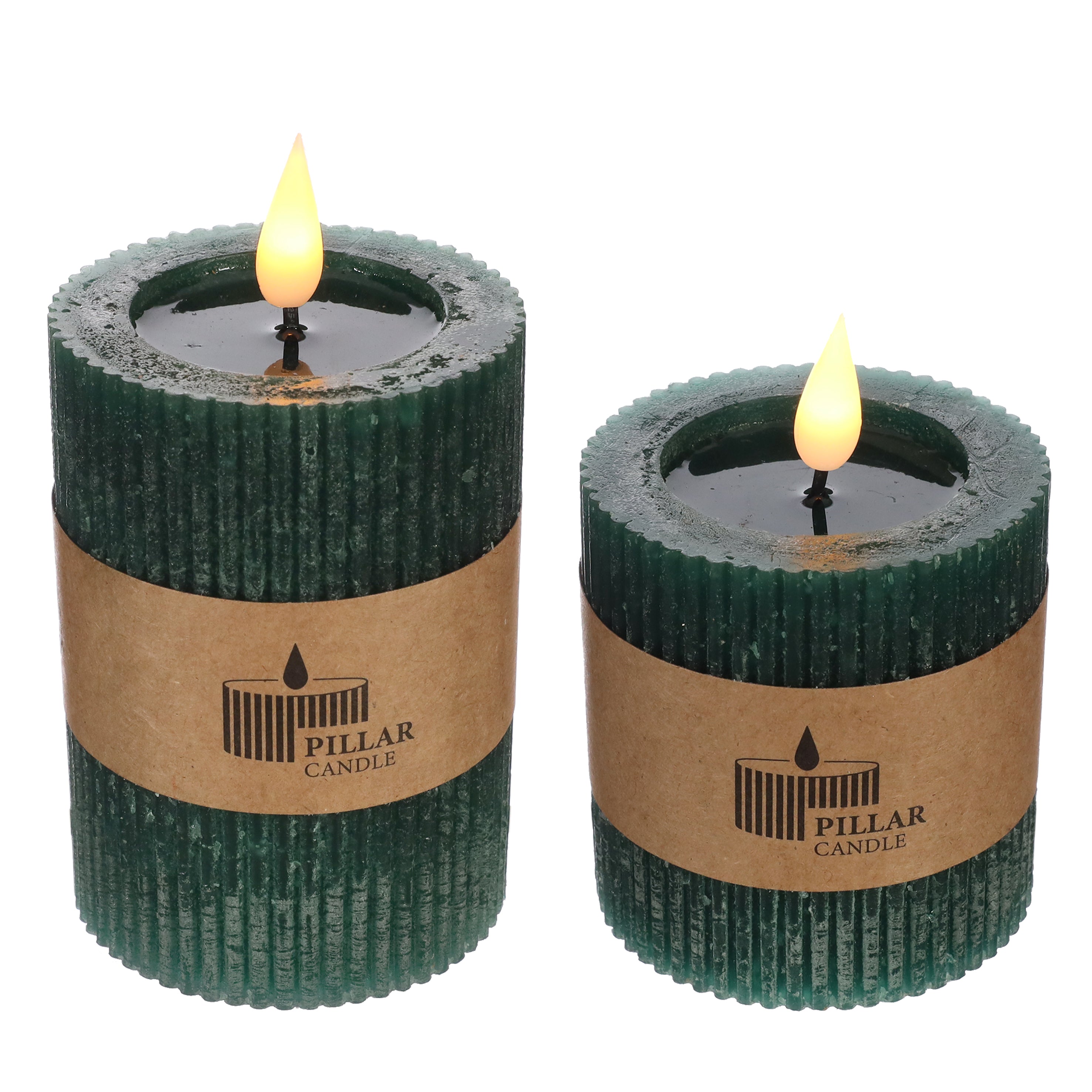 Candela a pilastro LED Ø7 h. 7,5cm verde muschio (1 pz) [IFS-32600]