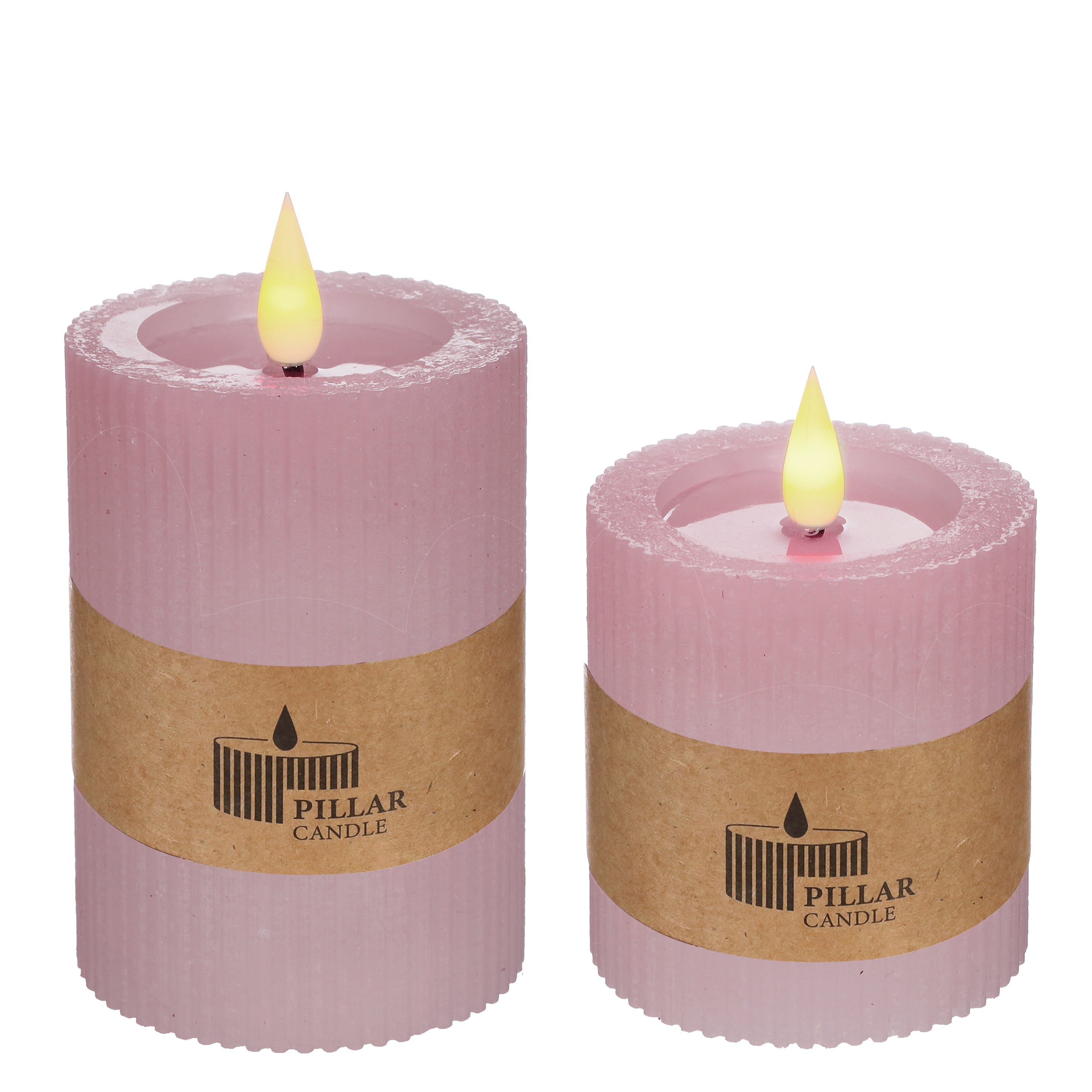 Candela a pilastro LED Ø7 h. 10 cm rosa (1 pz) [IFS-32624]