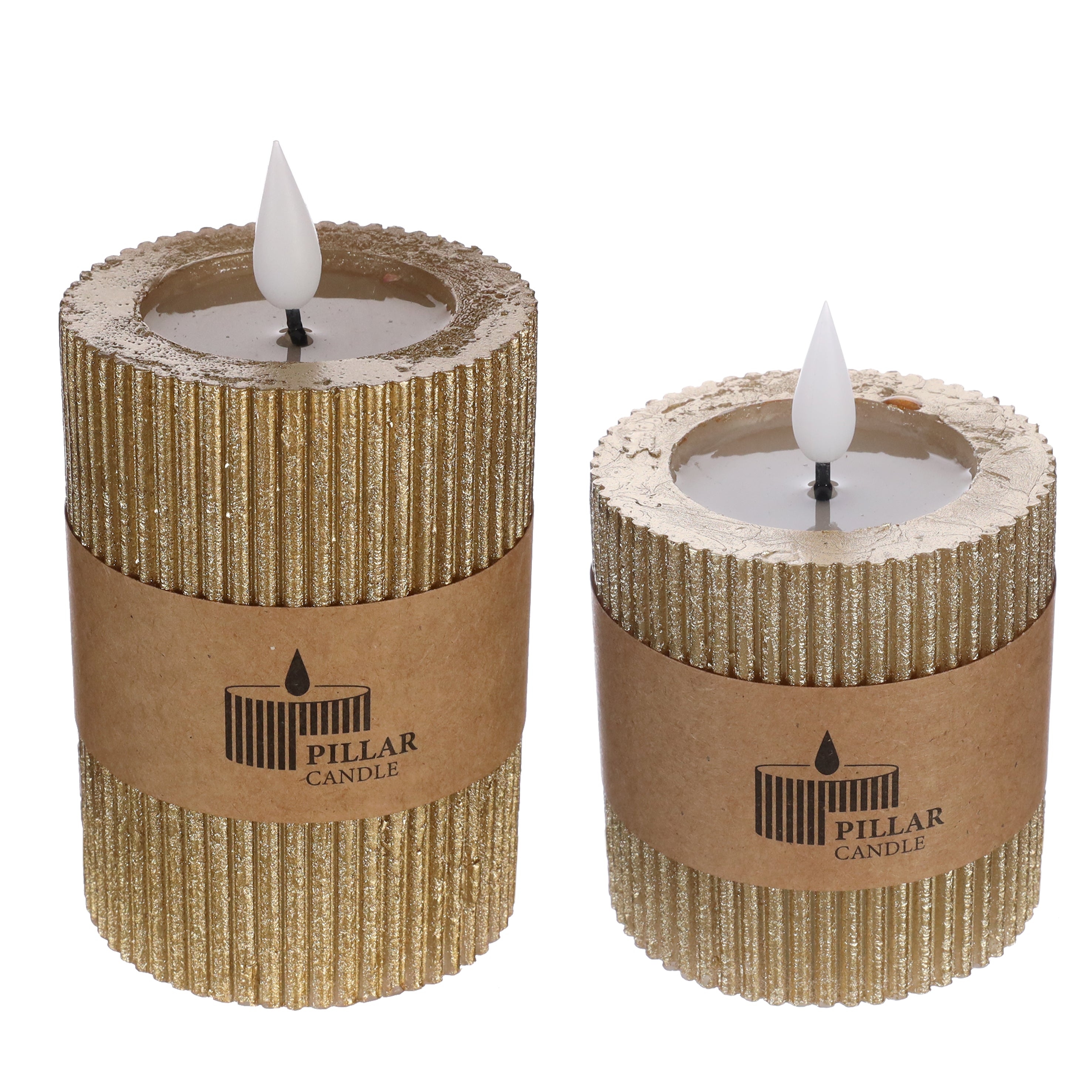 Candela a pilastro LED Ø7 h. 7,5cm oro (1 pz) [IFS-32612]