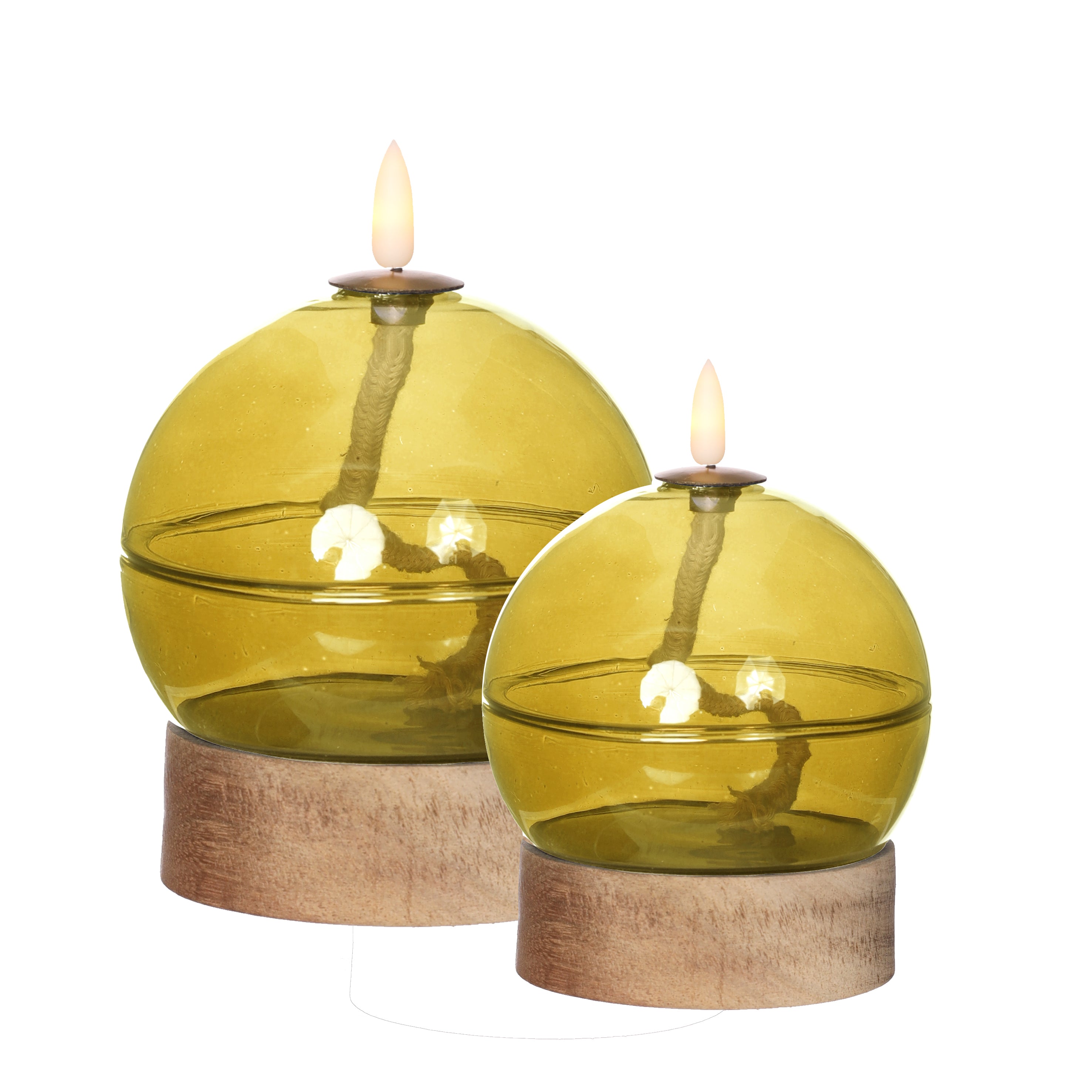 Lampe à huile LED h13,5 Ø10 cm ocre (1 pc) [IFS-32802]