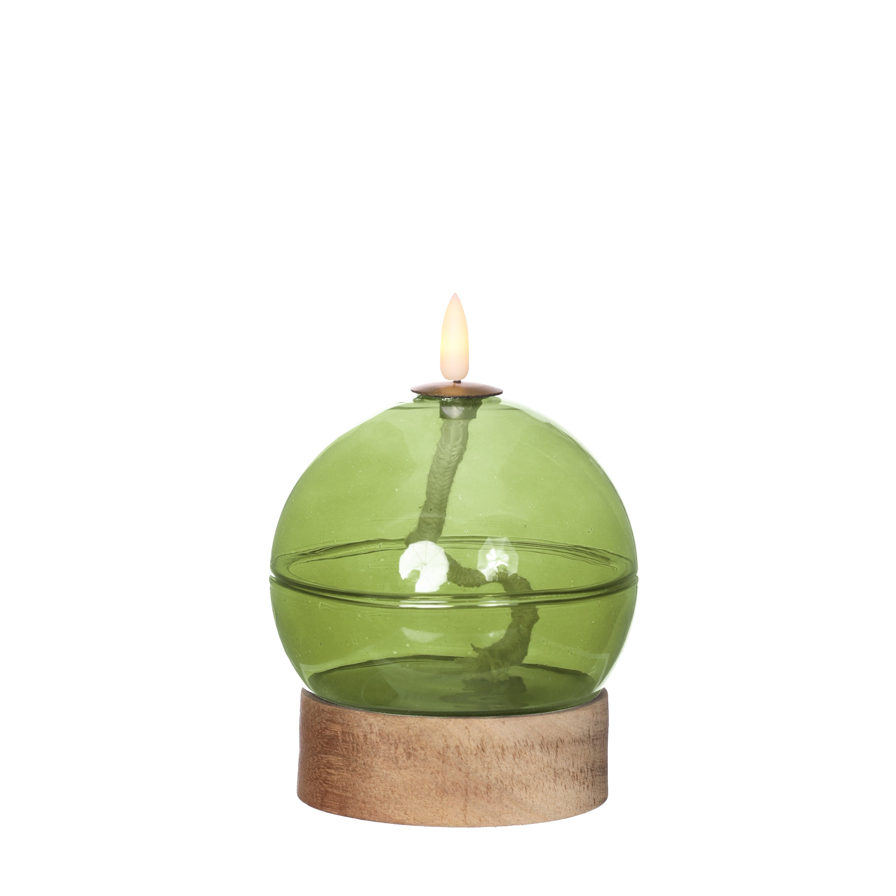 Led oil lamp h13,5 Ø10 cm light green (1 pc)